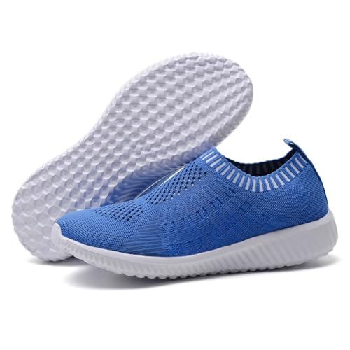 Image of konhill Womens Walking Shoes Slip On Sneakers Breathable Mesh Lightweight Casual Footwear for Daily Commute