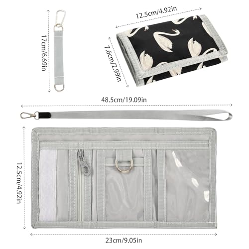 ALAZA Kids Wallets for Boys Girls Toddler Trifold Wallet Children Small White Swan Black with Zipper Coin Pocket3