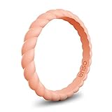 Enso Womens Braided Silicone Ring Peach Size: 6
