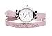 Produktbild Lederarmband Uhr in rosa mit Inifnity Symbol und Wunschtext, Edelstahluhr mit versilbertem Gehäuse, Länge 42 cm, Breite 8 mm