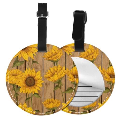 Étiquette de bagage tournesol en PVC pour vos valises et sacs - Lot de 6