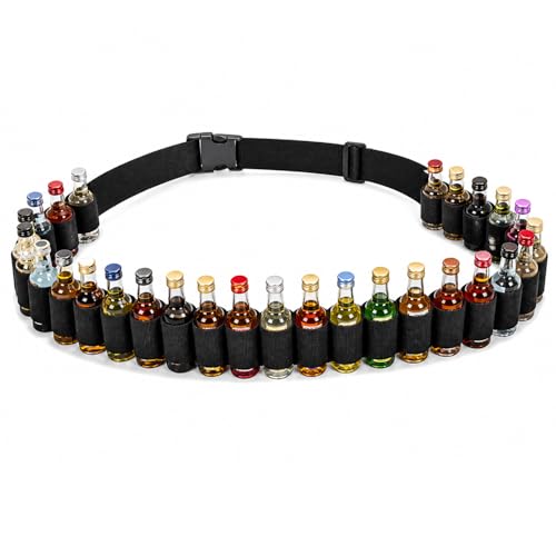 Dilexwen für Berentzen Klopfer Gürtel 27 Slots Shot Gürtel 130cm Verstellbar Schnapsgürtel für Partys Karneval und Junggesellenabschied