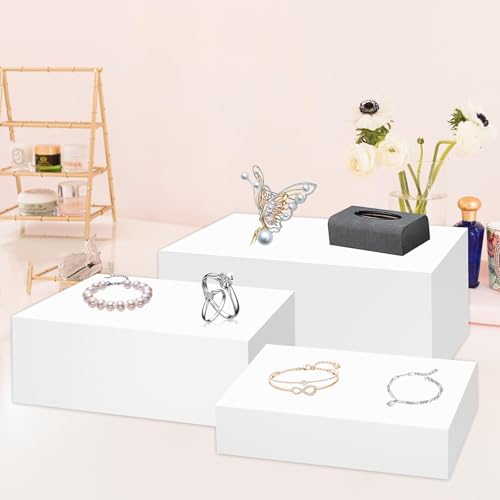 3 Pack White Buffet Food Risers, Large Size Acrylic Display Box for Dessert Table Food Drink Collectibles Jewelry Figures,Rectangle Display Stands for Retail Vendor Events, 12"11"10" by KisSealed - Image 7