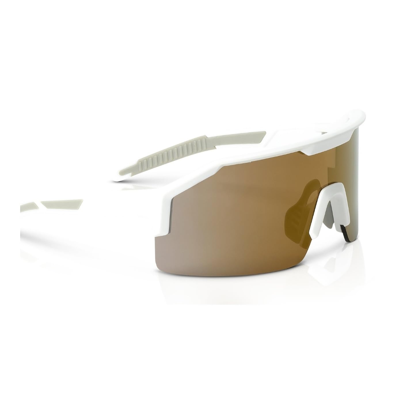 Jackson Safety Maxview+ Ballistic-Rated Safety Glasses - ANSI Z87.1 Wraparound Anti-Scratch Eye Protection for Men & Women - White Frame with Gold Mirror Lens - Pack of 1
