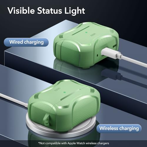 Image of ESR for AirPods Pro 2nd Generation Case, Compatible with Airpods Pro Case 2nd /1st Gen (2023 /2022 /2019), Compatible with MagSafe, Powerful Drop Protection, Magnetic Lid with Cleaner Kit, Light Green