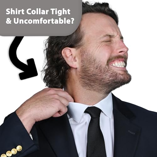Image of Wardrobe Hackers Collar Extenders for Mens Shirts (Soft Elastic) Tight Neck Collar Relief - Expander Buttons for Dress Shirts