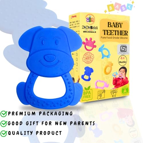 Image of Cute Dog Shape Soft Silicone Teether for Baby Gums, Teething Toys for Babies, BPA Free, Pain-Relief, Non-Toxic, 100% Food Grade, Soothing & Smooth Edges Easy to Grasp Chewable- (Pack of 1)