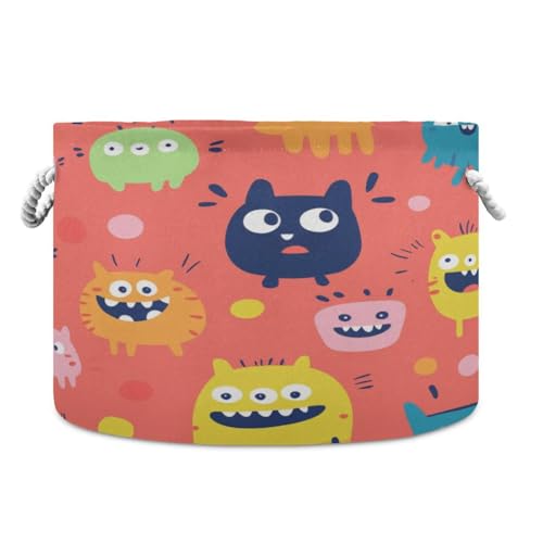 Goodold G389252884P501C536S1064 Cute Monsters Extra Large Storage Basket Decorative Laundry Basket cover