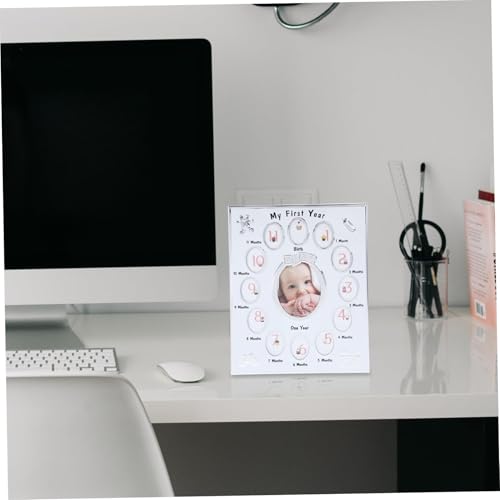 Cadre photo premier mois blanc pour bébé avec support de croissance
