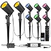 SUNTHIN 8 Pack RGBW Landscape Lights, Smart Color Changing Spot Lights