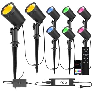 SUNTHIN 8 Pack RGBW Landscape Lights, Smart Color Changing Spot Lights
