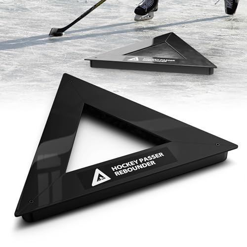 ruiru bro Triangle Hockey Passer Rebounder Heavy Duty Steel Equipment for Indoor Outdoor Solo Training On & Off Ice 3 Passing Slots Improve Passing Shooting and Stickhandling Skills (Black)