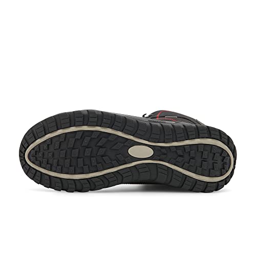 Rewvxmy Men's Snow Boots Winter Waterproof Outdoor Warm Mid Calf Boot Non-Slip Rubber Outsole Outdoor Climbing Shoes (Black White 9.5) #TOP5