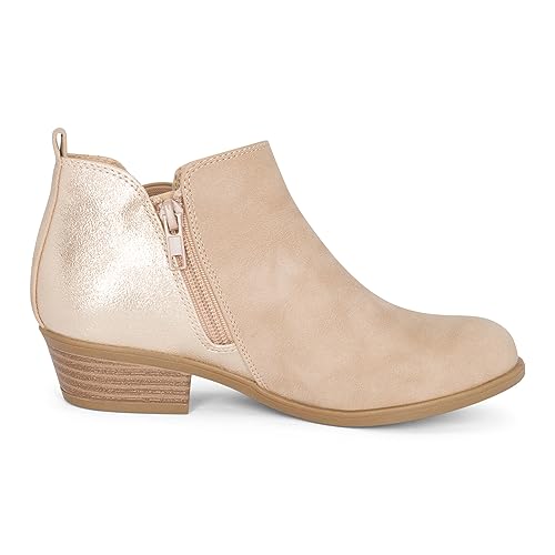 STYLISH S CISNE-K ~ Little Girls Low Stacked Heel Round Toe Chelsea Booties with Side Zipper3