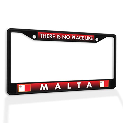 Fastasticdeals Metal Insert License Plate Frame There is No Place Like Malta Weatherproof Car Accessories Black 2 Holes Solid Insert