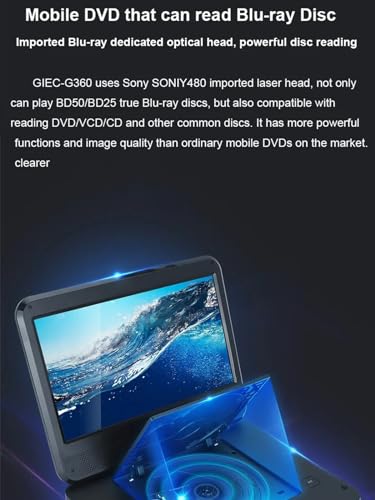 Reproductor Portátil DVD Blu-ray Pantalla HD 10" Entrada/salida HDMI Batería Recargable Reproducción MP4 1080P Dolby Audio USB/SD - imagen 6