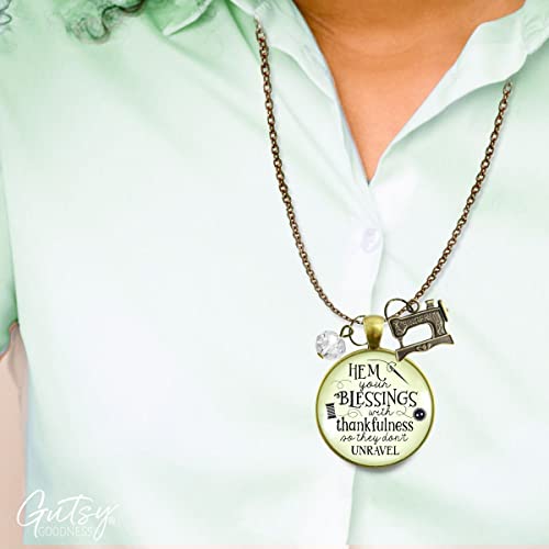 Seamstress Necklace Hem Blessings Thankful Sewing Jewelry Gift 24" #TOP6