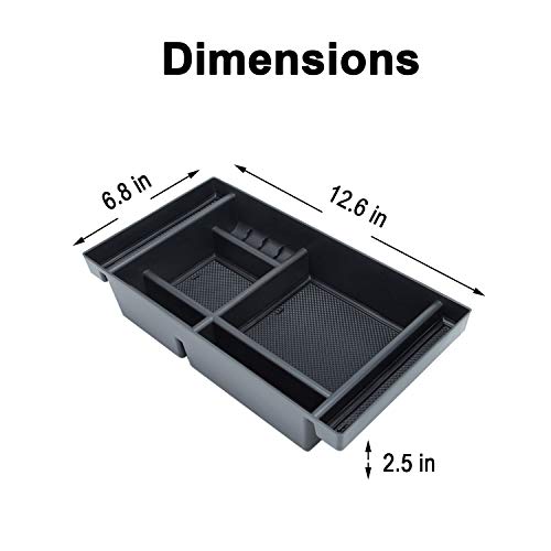 Image of JKCOVER Center Console Organizer Tray Compatible with (2019-2024 2025) Chevy Silverado 1500 /GMC Sierra 1500 and 2020-2025 Silverado /Sierra 2500 /3500 HD - Full Console w /Bucket Seats ONLY,Black trim