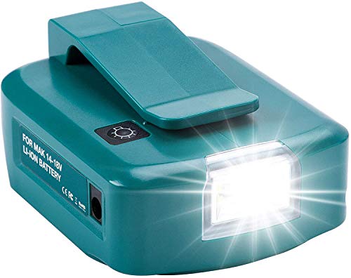 Adp05 Adaptador de Fuente de alimentación Convertidor Fuente de alimentación de teléfono USB Dual con Puerto de CC Luz LED Compatible con Makita batería de Iones de Litio de 18V BL1430 BL1830 BL1840