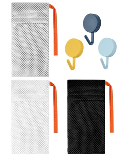 WINXMIN 3 Piezas Bolsa Jabon,Protector de Esponja,Saco Jabon para Jabon e Champu Solido,Bolsitas Cuadradas para Lavar El Cuerpo de Primera Calidad,Espumar y Secar Jabones,Con gancho