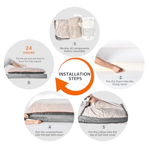 Image of Amazon Basics Washable Dog Bed with Cooling Gel Memory Foam, Pressure-Relief Supportive Design, Anti-Slip Bottom, Machine Washable Removable Cover, Extra Large (40 inch x 30 inch), Grey