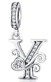 XOYOYZU Silver Letter Charm Fit for Pandora Charms Bracelet Alphabet Initial Dangle Charms Beads Jewelry Gifts for Women Y
