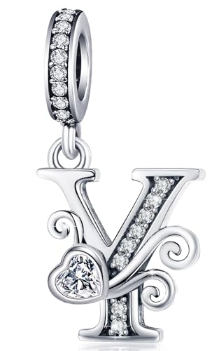 XOYOYZU Silver Letter Charm Fit for Pandora Charms Bracelet Alphabet Initial Dangle Charms Beads Jewelry Gifts for Women Y