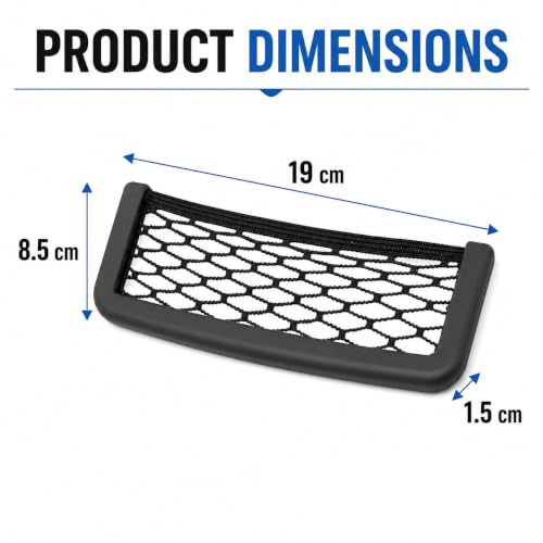 Image of Mshine Car Seat Side Mesh Pocket Net Bag Holder | Stick-On Adhesive Interior Storage Solution for Purse Phone Accessories | Durable Elastic Mesh Organizer for Vehicle Seat Gaps | Pack of 4