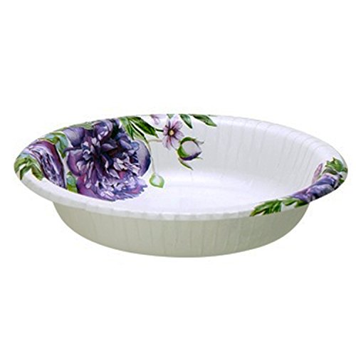 Nicole Home Collection 77620 - Tazones de papel, 20 onzas, colección peonía, paquete de 24 cuencos Cover