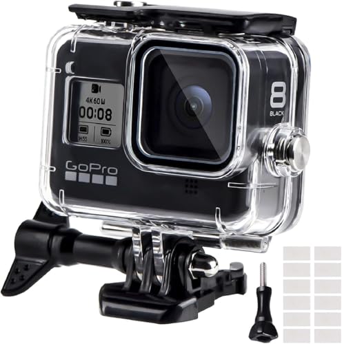Wodoodporna obudowa do GoPro Hero 8, obudowa ochronna do nurkowania 60M do czarnej kamery akcji Gopro Hero 8, podwodna wodoodporna obudowa ochronna z mocowaniem do szybkiego zwalniania i śrubą skrzydełkową