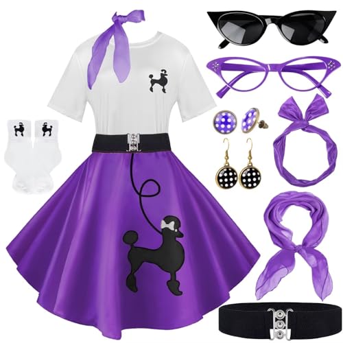 1950s Poodle Skirt Outfit Women 50s Sock Hop Costume T Shirt Accessories