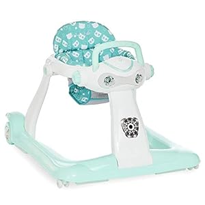 2-in-1 Charlie Baby Walker, Easy Convertible Baby Walker, Walk Behind, Height Adjustable, Speed Adjusting Wheels, 360-degree Rotating Seat, Mint