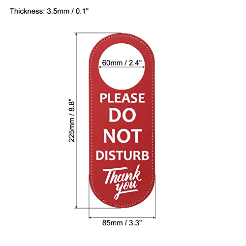 PATIKIL Do Not Disturb Door Hanger Sign, 1 Pack PU Leather Double Sided Door Knob Privacy Sign for Office Home Meeting Red - Image 2