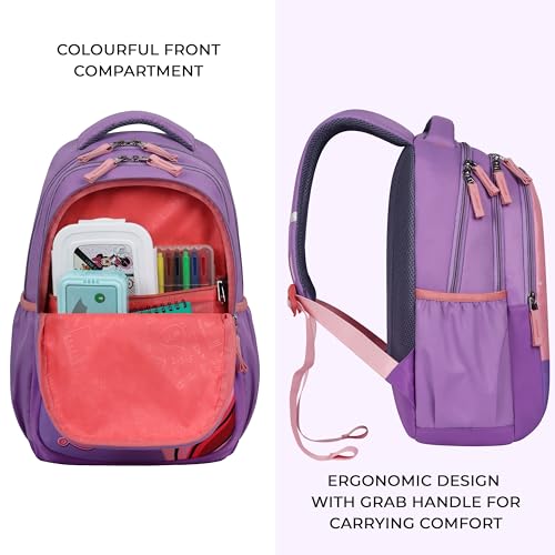 Image of Gear Unicorn 15 inch /20L Small Water Resistant School Bag /Casual 3 Compartment Backpack /Daypack /Travel 3 Compartment Backpack /Kids Bag for Boys /Girls (Pink-Purple)