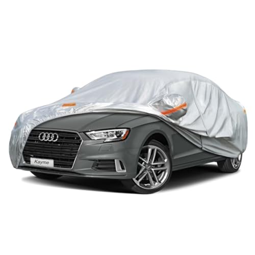 Kayme Sedan Car Cover Fit for Audi A3 S3 RS3 (1998-2025) Automobiles All Weather Waterproof, Outdoor Cover Sun Rain Protection, with Lock and Zipper D