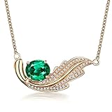 Collar de cadena amarilla de 18 quilates, collar colgante de esmeralda para mujer con piedra preciosa de talla ideal VVS2 de 0,4 quilates