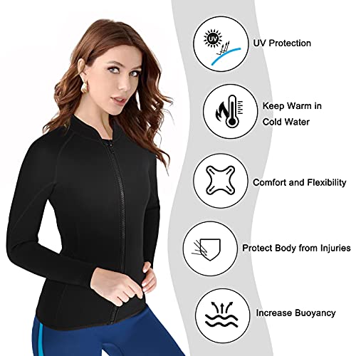 Chaqueta y pantalones de neopreno para mujer, manga larga 3mm, para natación, surf, buceo y snorkel miniatura 7