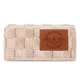 GoMelley Wedding Gifts for Couples 2026, Wedding Anniversary Mr and Mrs Gift, Soft Cotton Fleece 3D Checkered Leather Label Throw Blanket, Bridal Shower Gift for Her Bride, 60”× 50”