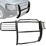 HECASA Brush Guard Compatible with 2007-2014 Chevy Chevrolet Tahoe Suburban Avalanche 1500 (New Body Style) Black Steel Grille Protection Grille Protector (Will Not fit Silverados)