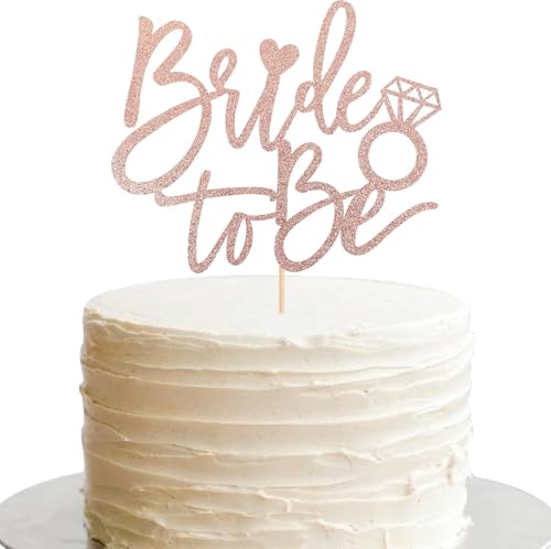 SYKYCTCY 1 Pack Bride to Be Cake Topper with Glitter Ring Bridal Shower Cake Pick Decorations for Wedding Engagement Theme Bachelorette Party Supplies (Rosegold)