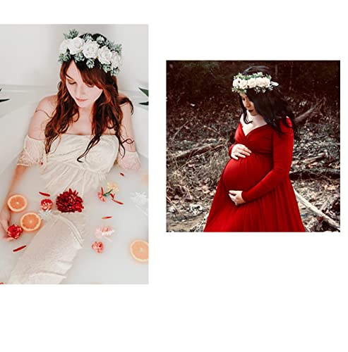 Vividsun Women Flower Crown Floral Headpiece Festival Wedding Hair Wreath Floral Crown (White) #TOP3