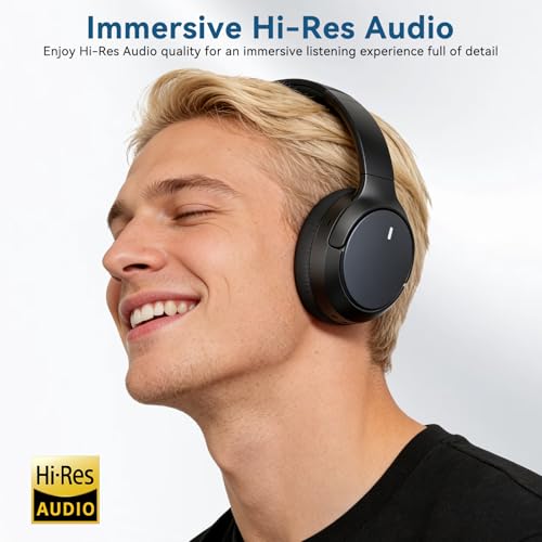 Image of Hybrid ANC Wireless Over-Ear Headphones, 100H Playtime, Hi-Res Audio, Bluetooth 6.0, Multi-Mode Noise Cancellation, Comfort Fit, iOS & Android Compatible, Foldable Design, Travel-Friendly (Black)