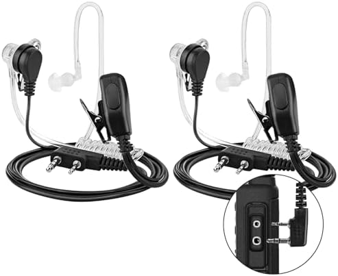 Two Way Radio Rechargeable with Micro USB Charging + Air Acoustic Earpiece with Mic, (2 Pack)