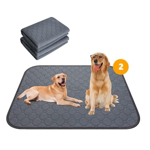 JOEXDISE 2 Pack Washable Dogs Pee Pads, 48" x 36", Waterproof Reusable Pet Training Pads, Non Slip Dog Bowl Mats with Great Absorption, Reusable Puppy Pee Pads for Floor, Sofa, Potty, Cage, Car-Large