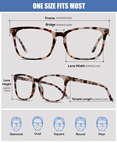 Image of DUCO Retro Square Blue Light Glasses For Men Blue Ray Blocking Glasses Computer Gaming Glasses Nylon Lens Acetate Frame Tortoise 8302
