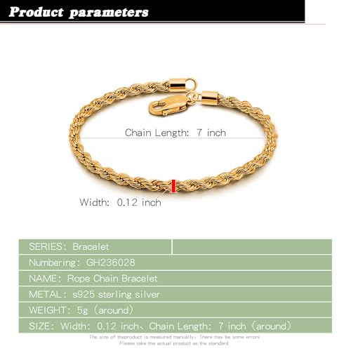 Pulsera de plata 925 torsión 3mm 8 pulgadas miniatura 3
