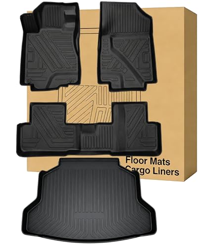 Floor Mats & Cargo Liners Compatible with 2012-2016 Honda CR-V,All Weather Waterproof Durable Anti-Slip Odorless Custom-fit Front Rear 2 Rows Back Trunk Tray Full Set Carpet Protection Liner