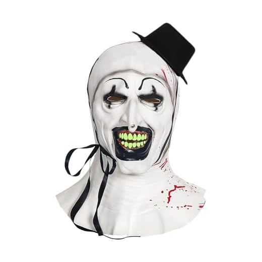 Masque Terrifier, Masque Halloween, Masque Art Le Clown, Mask Joker Clown Tueur Avec Mini Chapeau Haut Forme, Accessoire Terrifier Costume, Accessoires Effrayants pour Cosplay pour Adultes (Blanc)