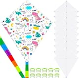 DIY Blank Kites 10 Packs, Bulk Kites DIY Kit for Kids DIY Decorating Coloring, Kite Making Craft Kit for Kids Aged 4+ Outdoor Activities, Include 10 Hand Grips with 98ft Kite String