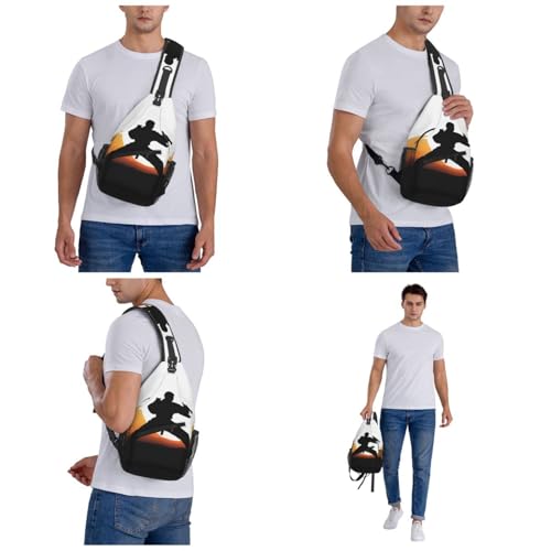 Mochila tipo Sling para hombre y mujer Karate silhouette miniatura 6